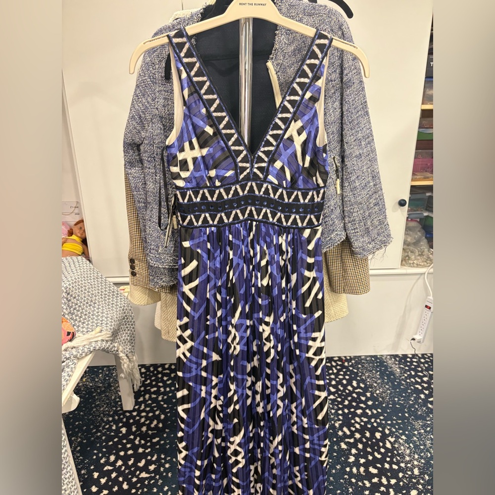 BCBGMaxAzria Abstract Blue and Black Maxi Dress